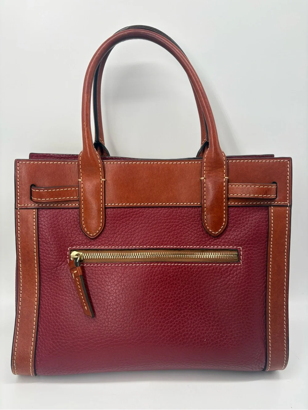 Dooney & Bourke Ariel Satchel Burgundy Red Pebble Leather